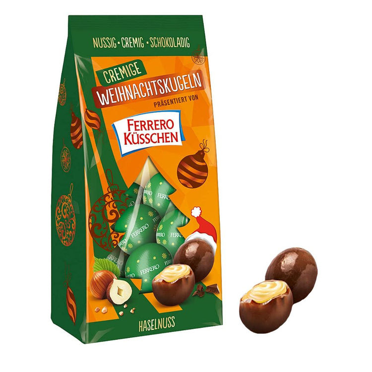 Ferrero Kusschen Christmas Hazelnut Ball | Hazelnut Flavor 100g/ Product of Europe