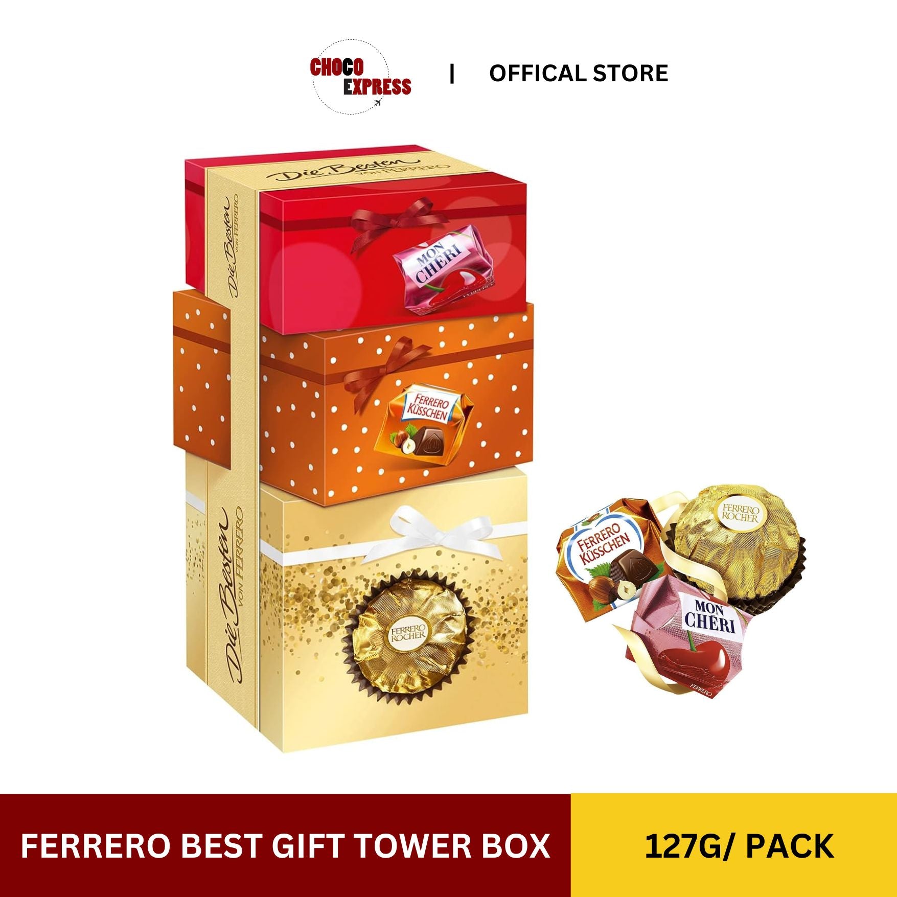 Advertising mini-cube with ferrero küsschen, Ferrero sweets, Chocolates