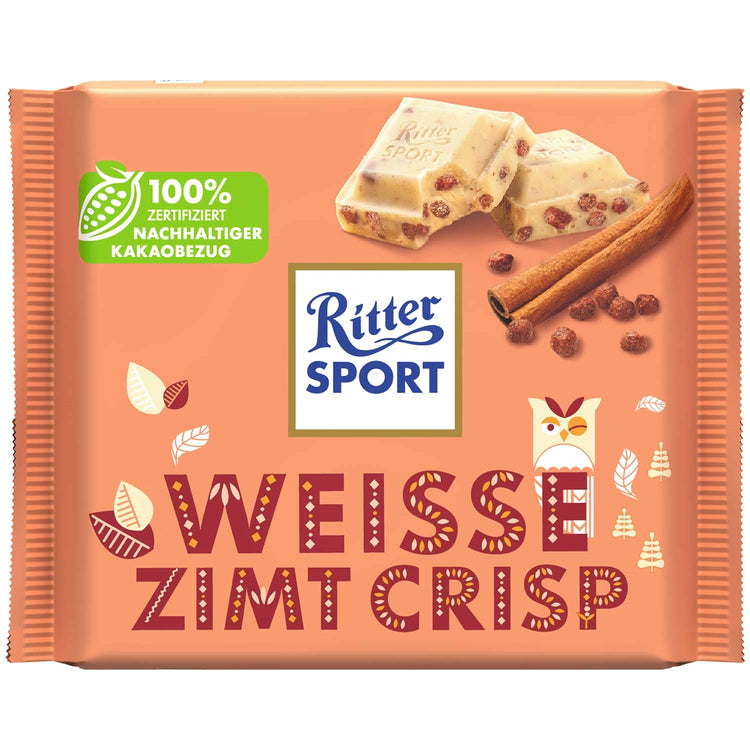 Ritter Sport Caramelised Almond / White Cinnamon Crisp / Crunchy Cream Chocolate Bar 100g Bundle Deals