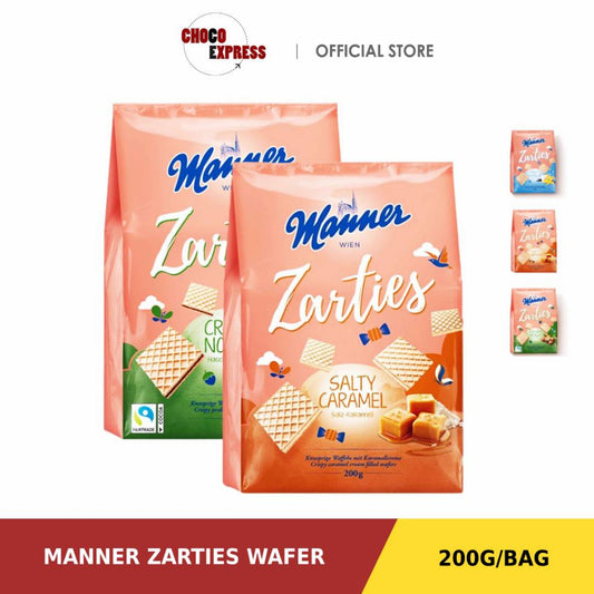 Manner Zarties Wafer 200g | Creamy Wafer | Salted Caramel Creamy Nougat Milky Vanilla (Germany)