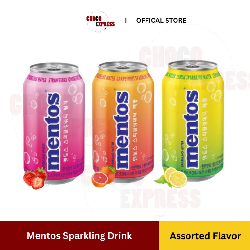 Mentos Sparkling Drink Lemon Strawberry Grapefruit 355ml/ Product of Korea