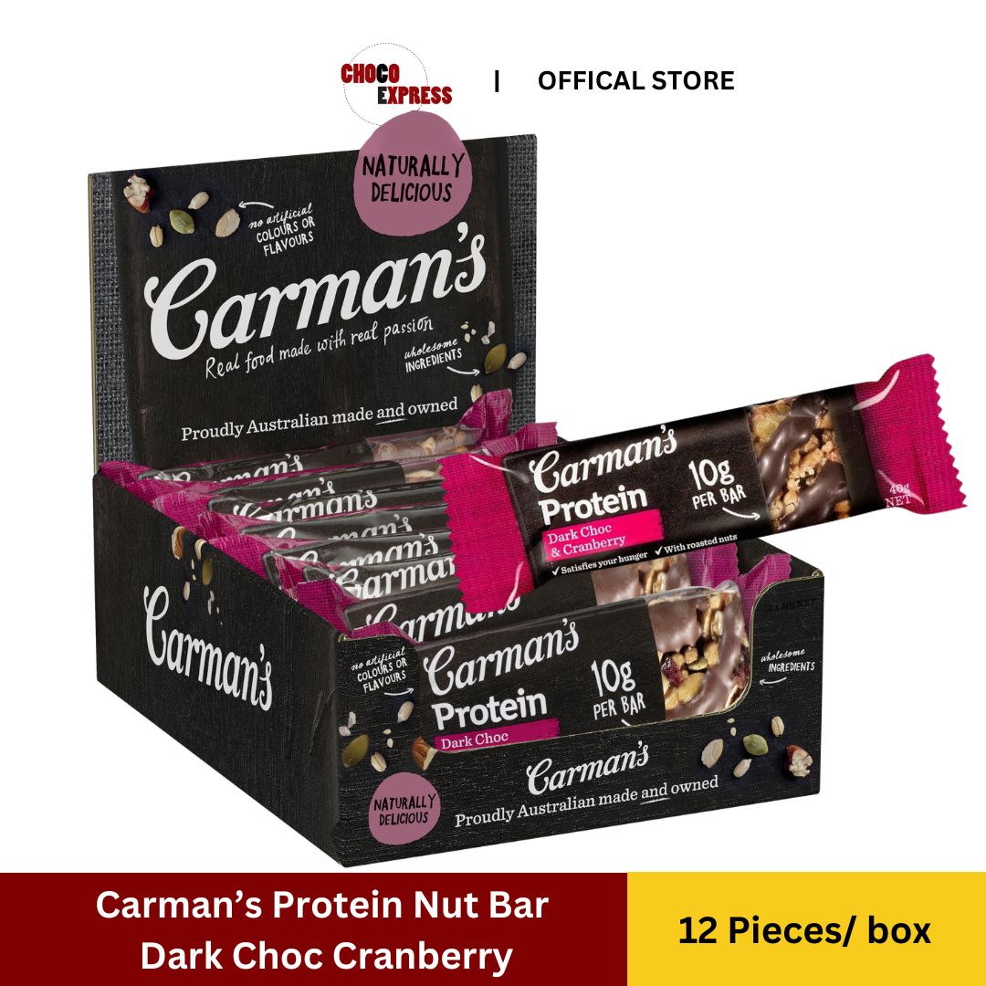 Carmans Protein Nut Bar Dark Choc Cranberry 12p 480g/ Product of Australia