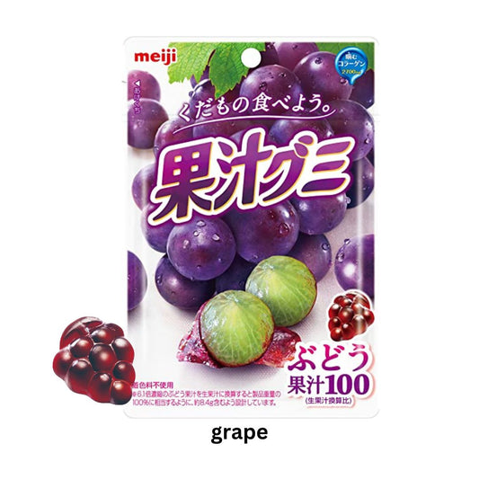 Meiji Fruit Juice Gummy Candy| Grape Flavor 59g per Pack / Japan Product