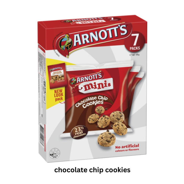 Arnott's Mini Chocolate Chip Cookies 7p 175g/ Product of Australia