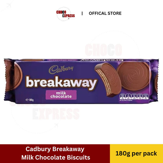 Mondelez Cadbury Breakaway Milk Chocolate Biscuits 180g/ Product of Australia