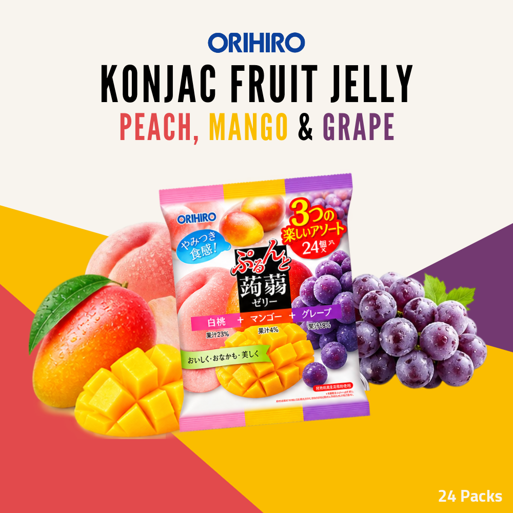 Orihiro Konjac Fruit Jelly Sharing Pack | Peach, Mango & Grape | 24 Packs