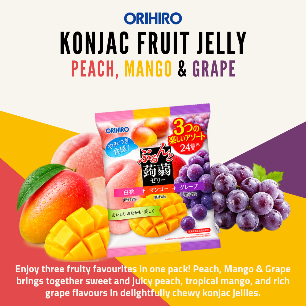 Orihiro Konjac Fruit Jelly Sharing Pack | Peach, Mango & Grape | 24 Packs