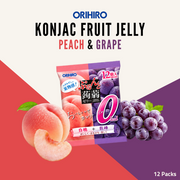 Orihiro Konjac Fruit Jelly Sharing Pack | Peach & 0 Cal Grape | 12 Packs