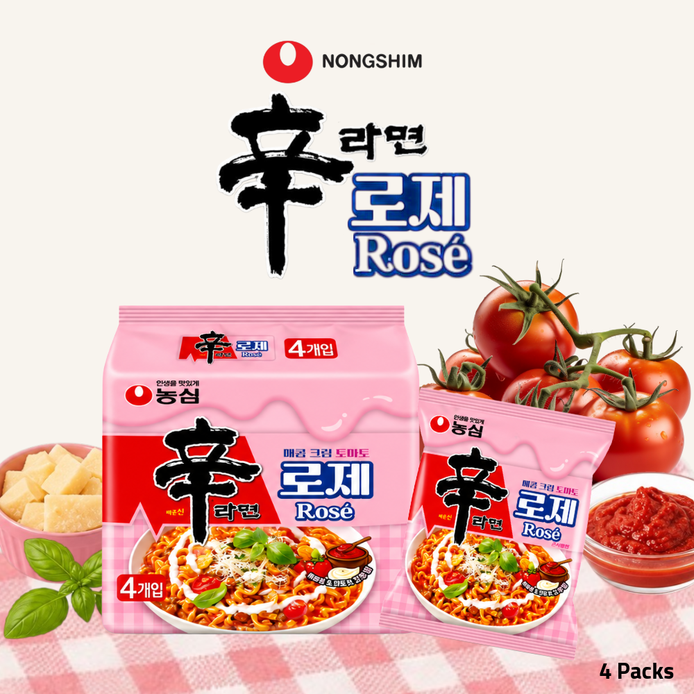 Nongshim Shin Ramyun Rosé | Creamy Tomato & Chilli Paste Korean Instant Noodles | 4 Packs