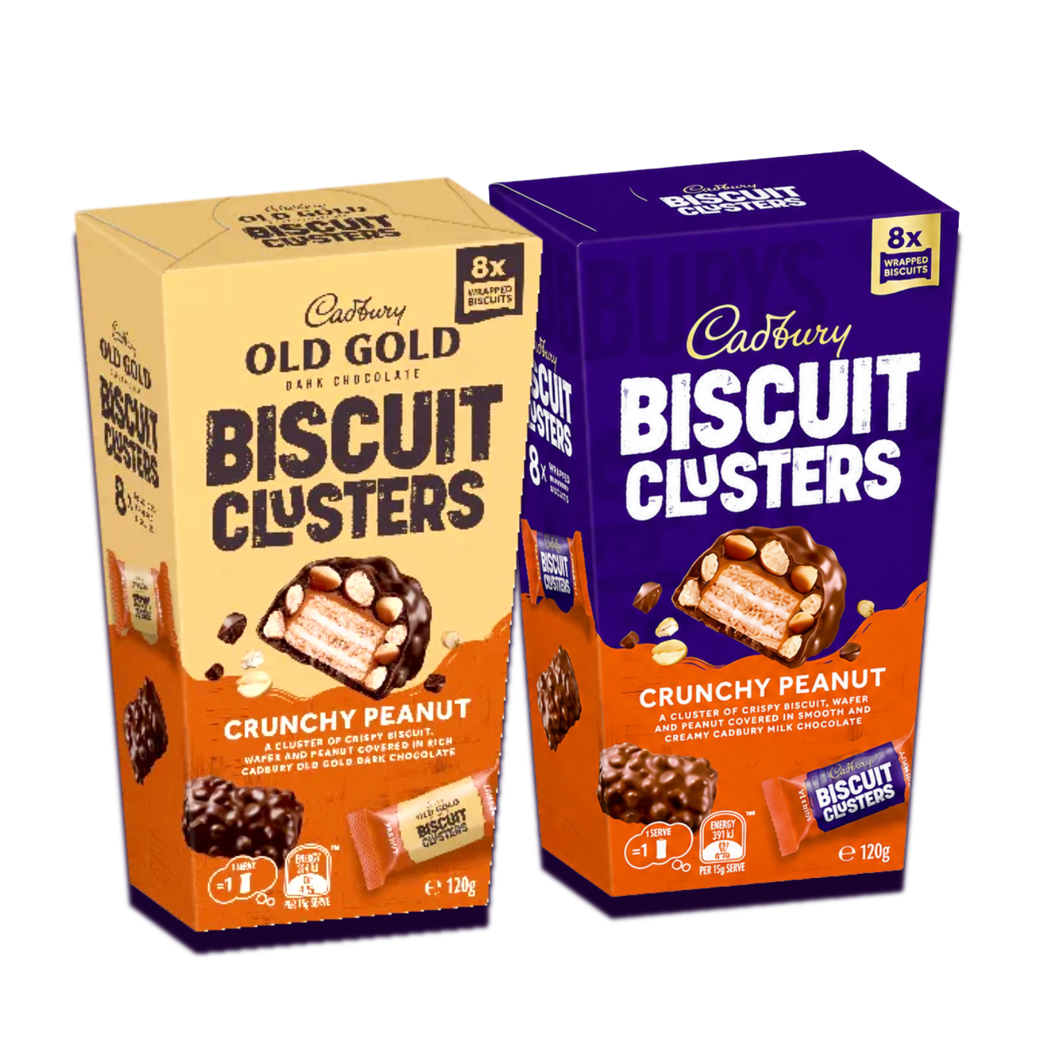 Cadbury Biscuit Clusters Crunchy Peanut: in box (8 small packs)