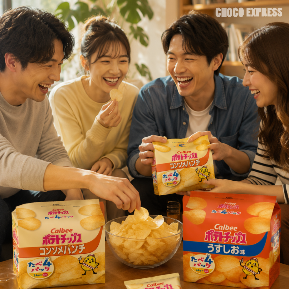 Calbee Potato Chips Sharing Pack | Consommé Punch | 4 Packs