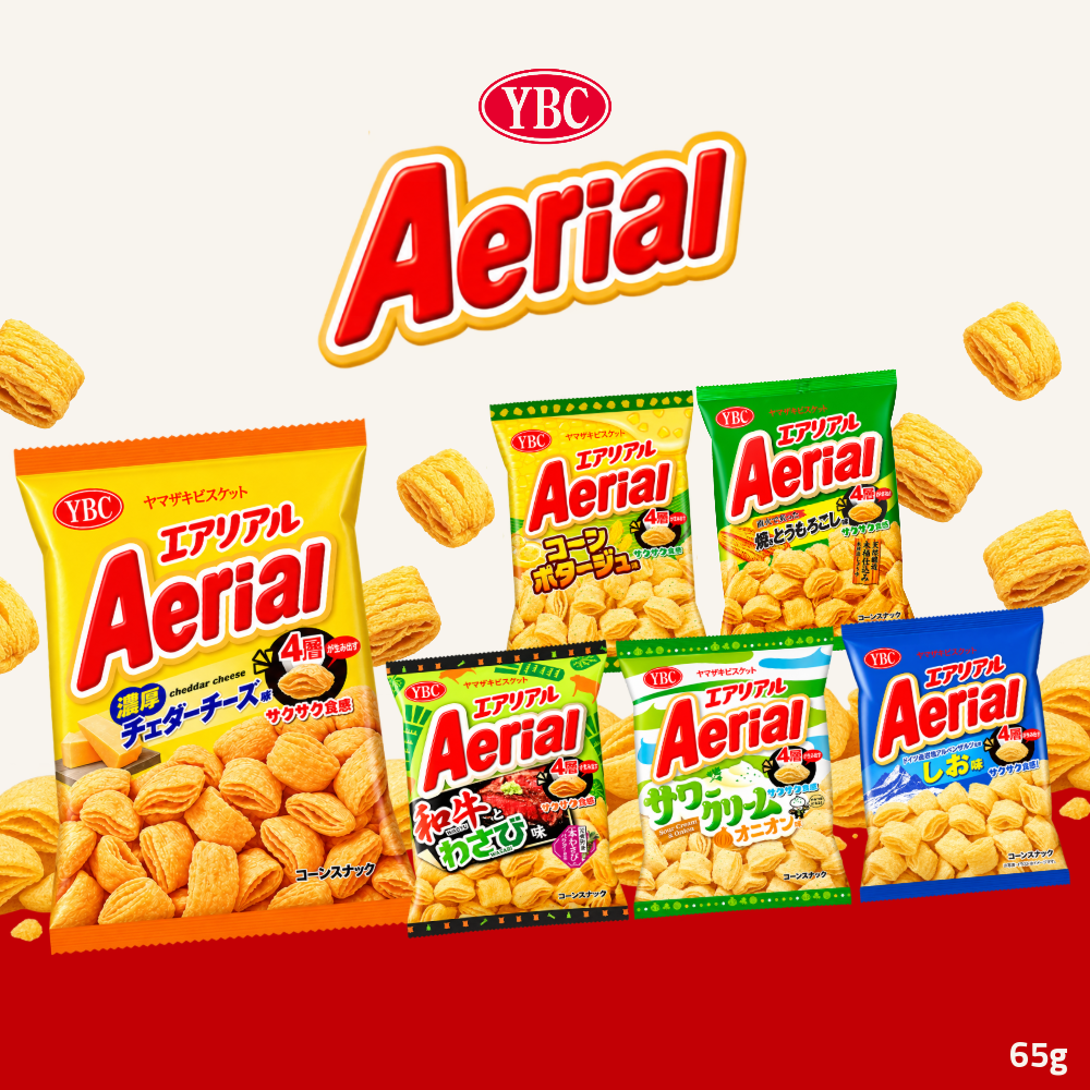 YBC Aerial Corn Snack | Beef Wasabi Corn, Sour Cream Onion, Cheese, Grilled Corn, Potage & Salt | 65g