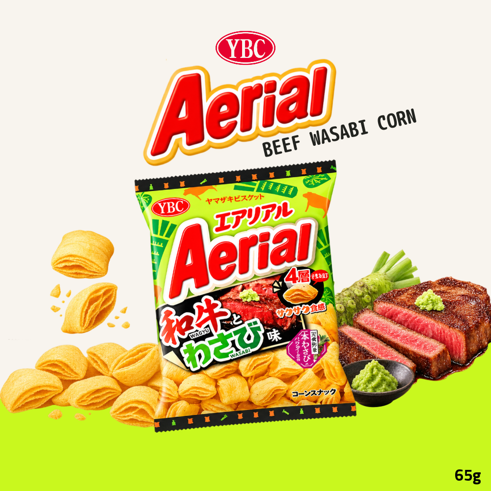 YBC Aerial Corn Snack | Beef Wasabi Corn, Sour Cream Onion, Cheese, Grilled Corn, Potage & Salt | 65g