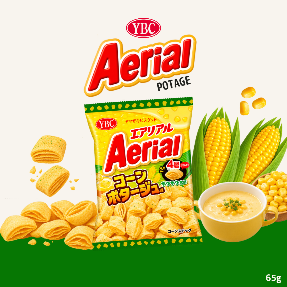YBC Aerial Corn Snack | Beef Wasabi Corn, Sour Cream Onion, Cheese, Grilled Corn, Potage & Salt | 65g