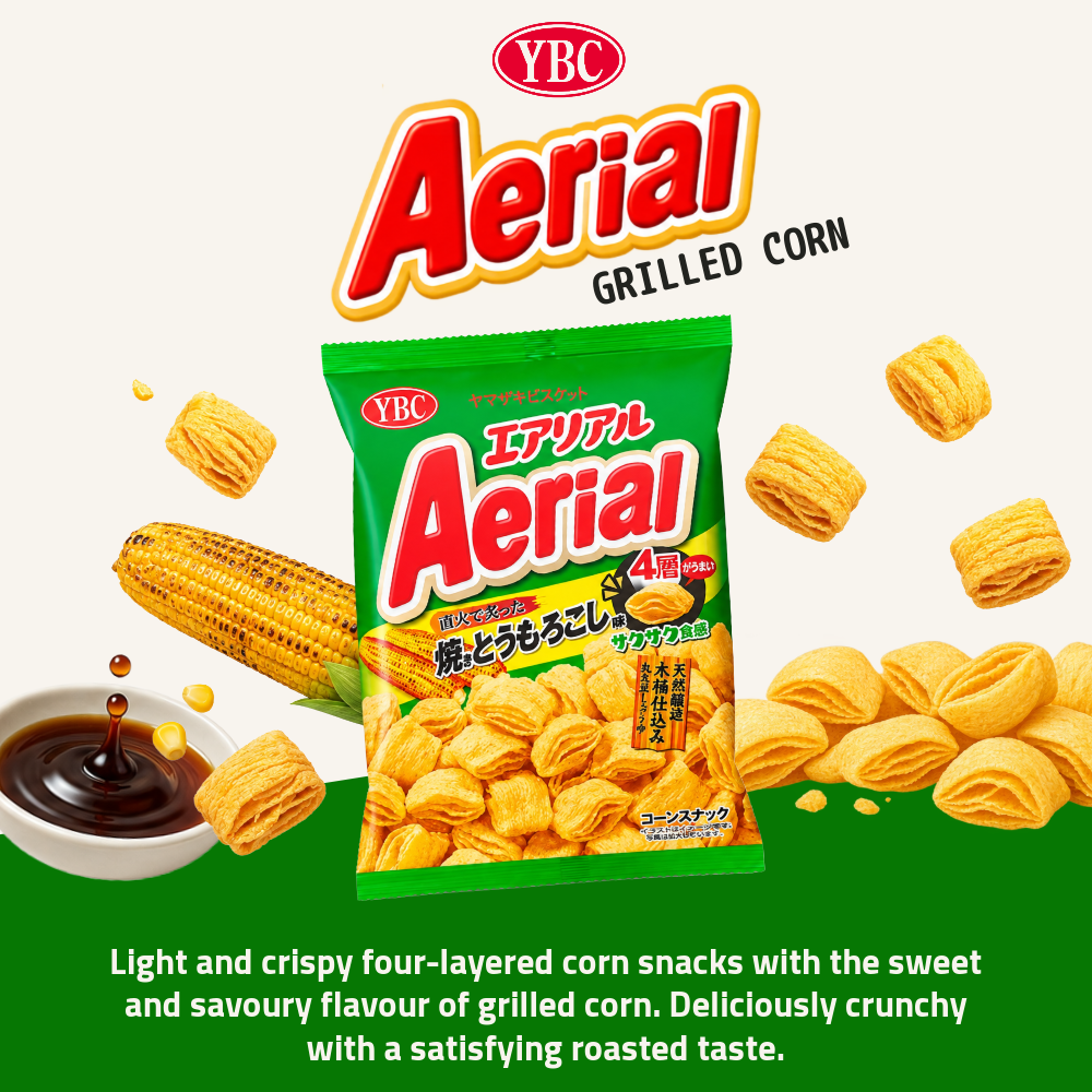 YBC Aerial Corn Snack | Beef Wasabi Corn, Sour Cream Onion, Cheese, Grilled Corn, Potage & Salt | 65g