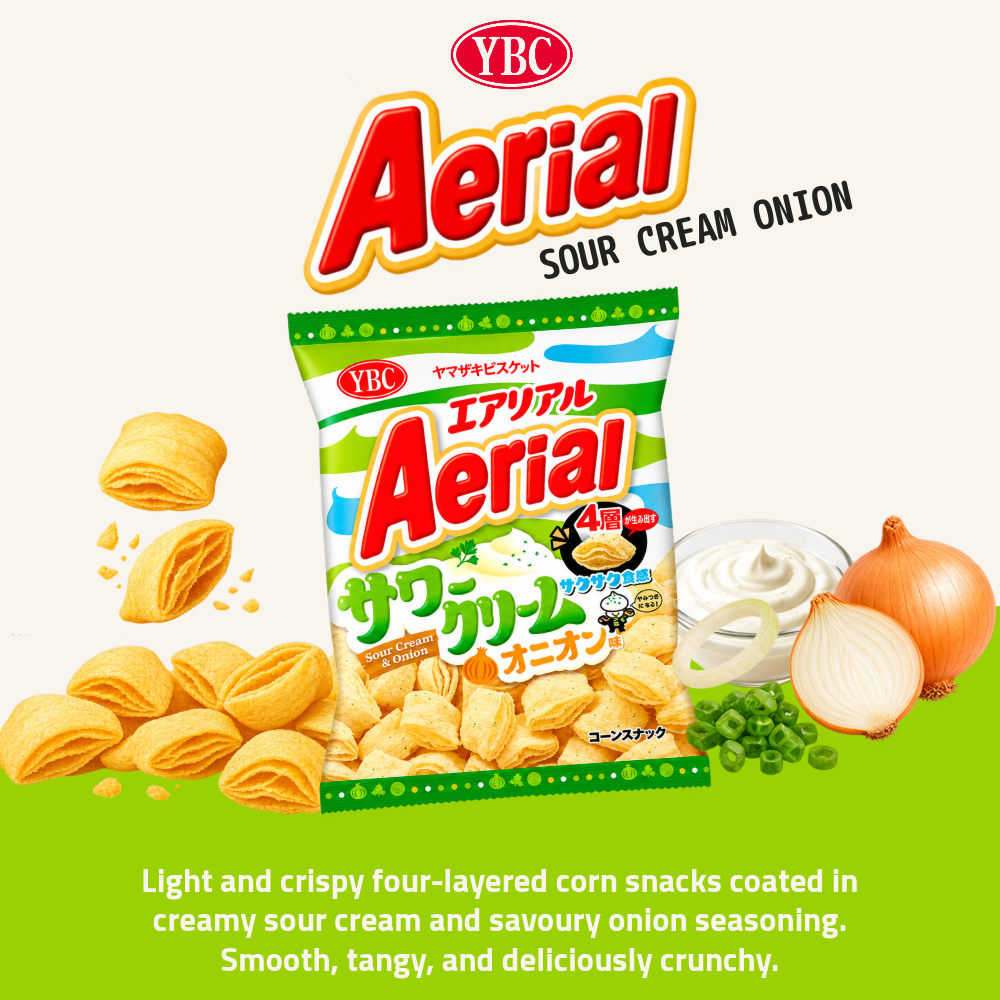 YBC Aerial Corn Snack | Beef Wasabi Corn, Sour Cream Onion, Cheese, Grilled Corn, Potage & Salt | 65g