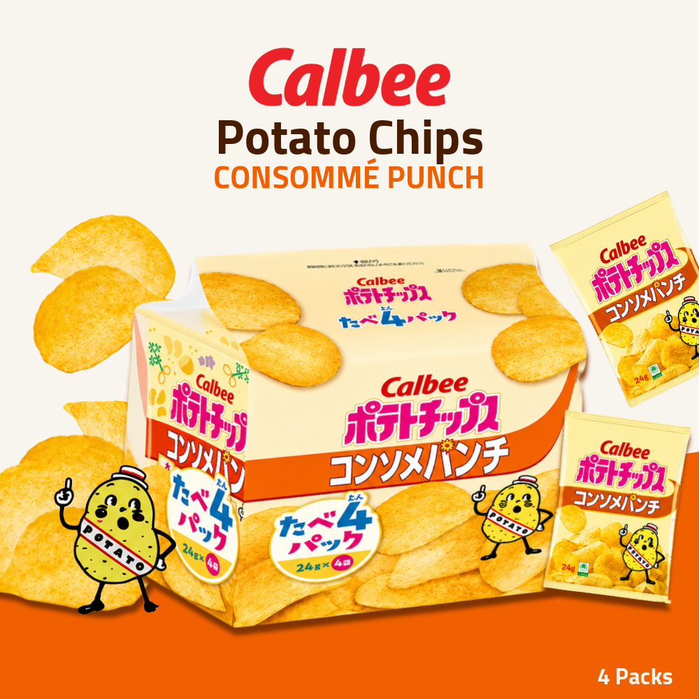 Calbee Potato Chips Sharing Pack | Consommé Punch | 4 Packs