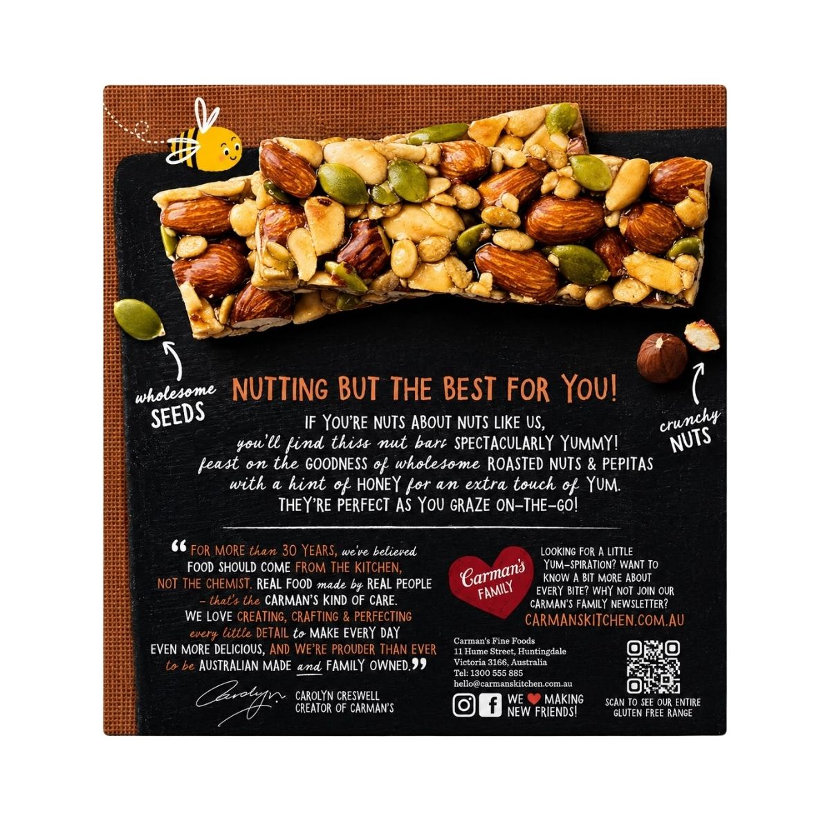 Carman's Nut Bars Almond Hazelnut Vanilla 5p 175g