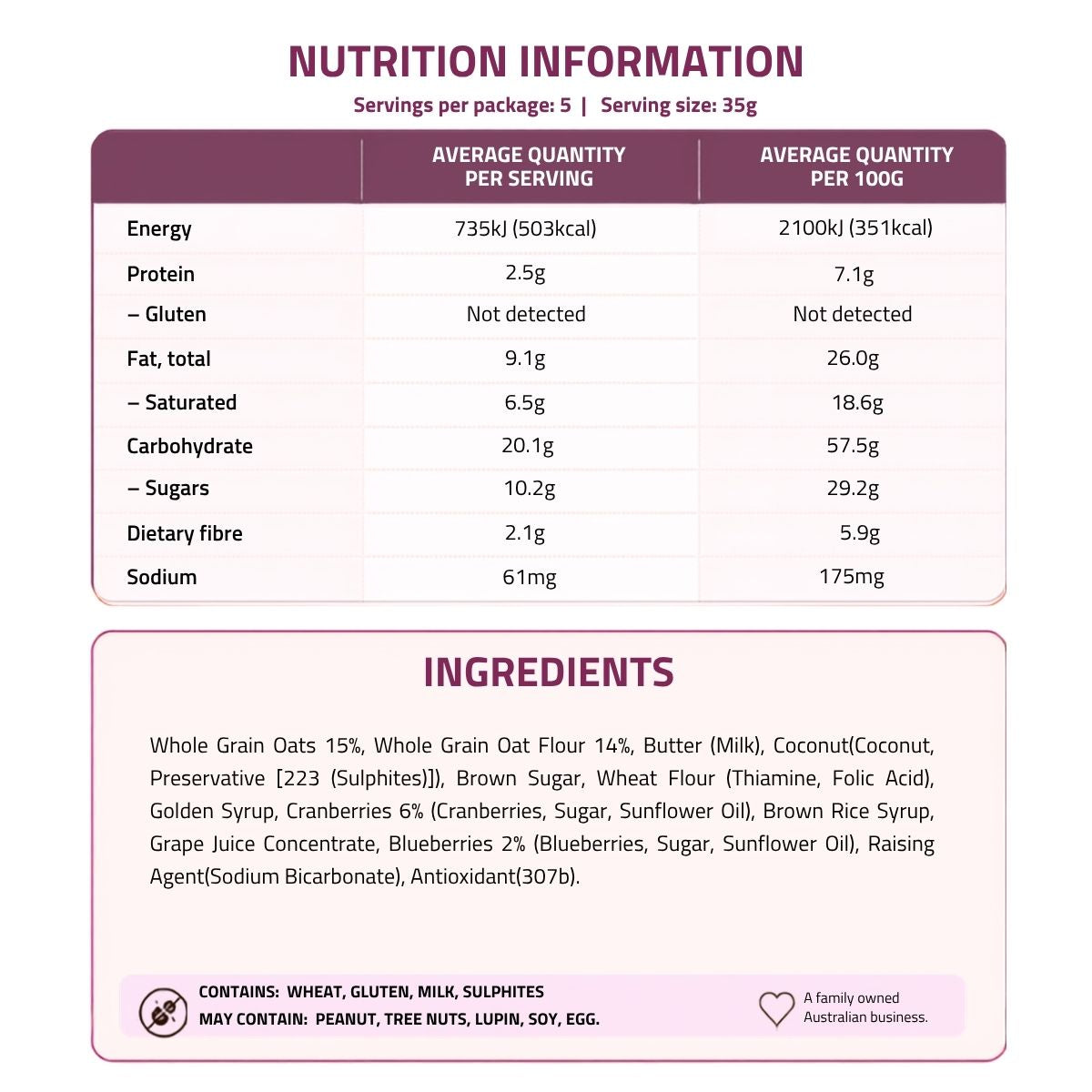 Carman's Oat Slice Cranberry & Blueberry 5p 175g