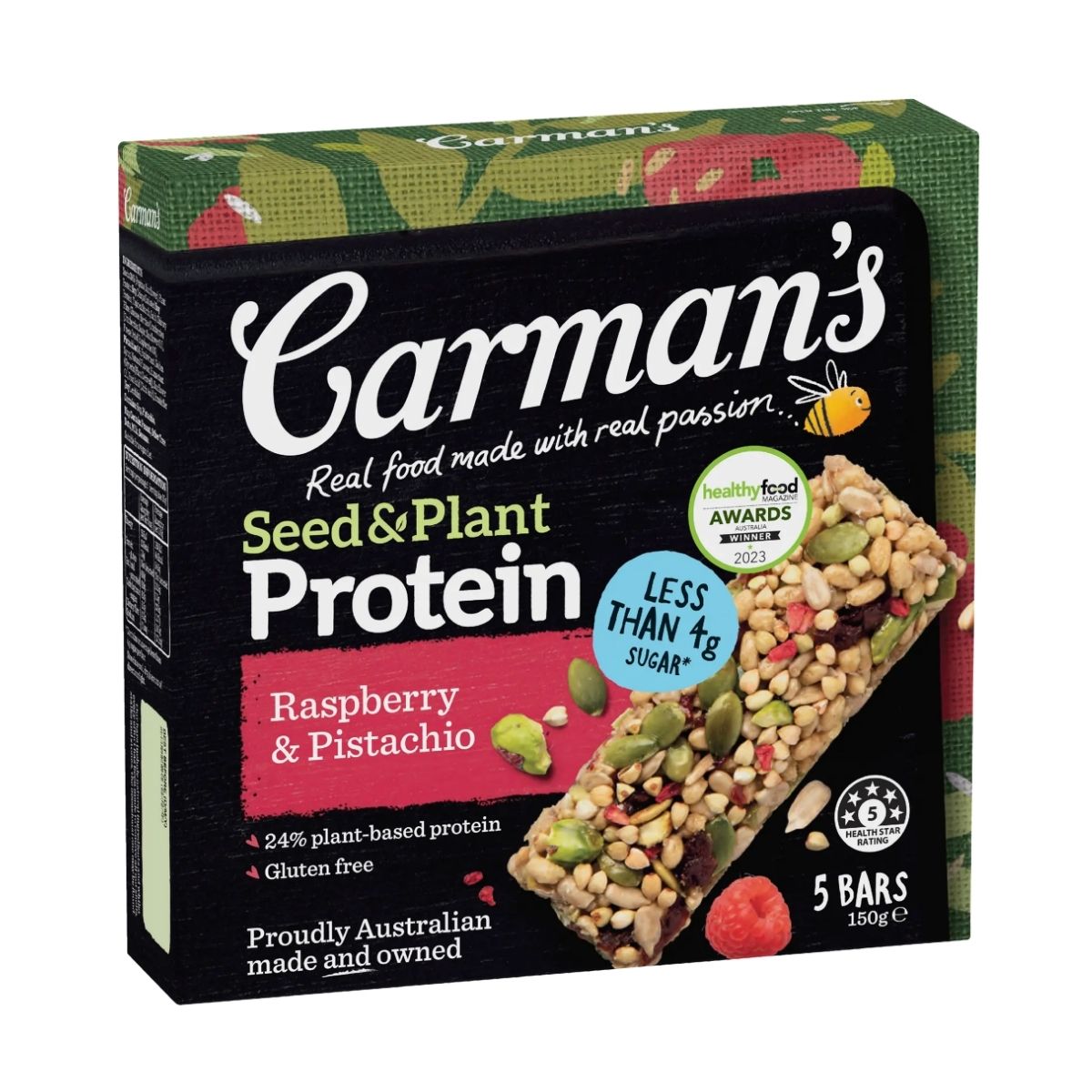Carman's Protein Bar Seed & Plant Raspberry & Pistachio 6p 150g