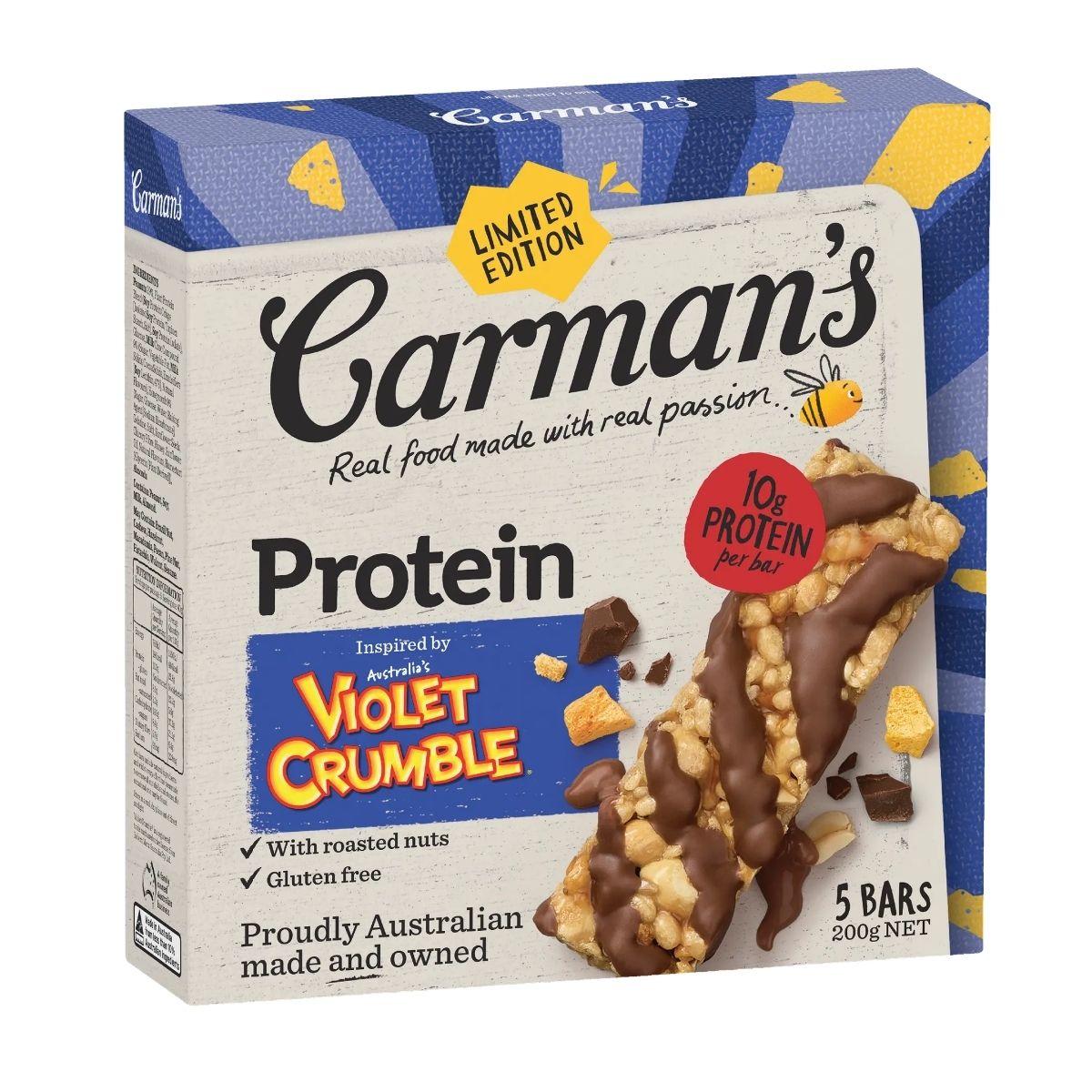 Carman's Protein Bar Violet Crumble 5p 200g