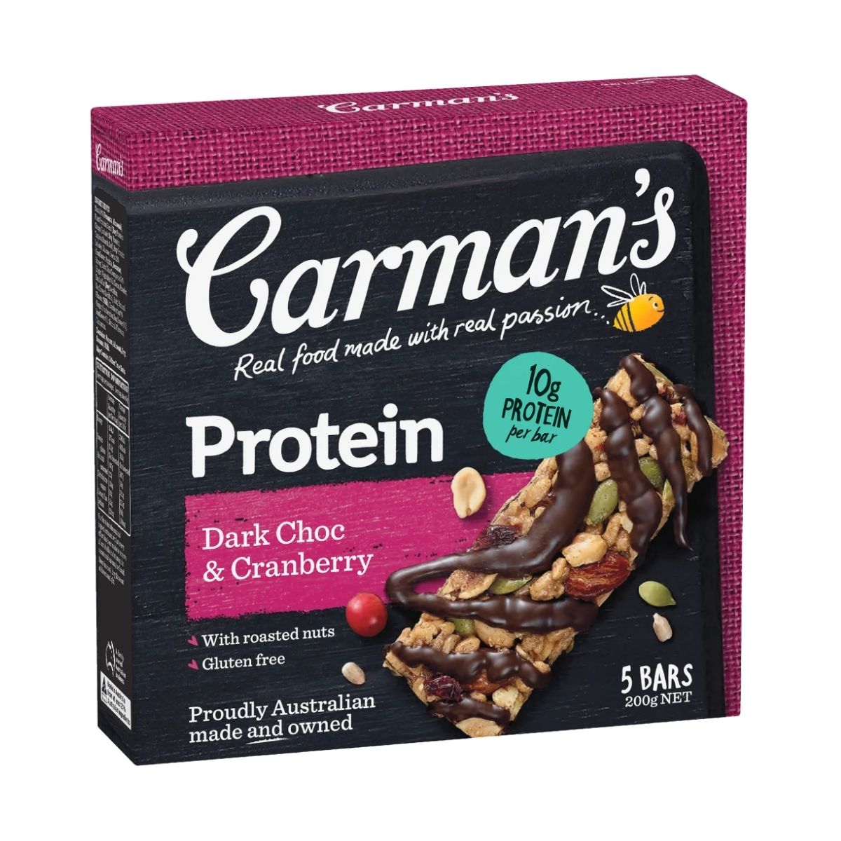 Carman's Protein Bars Dark Choc & Cranberry 5p 200g