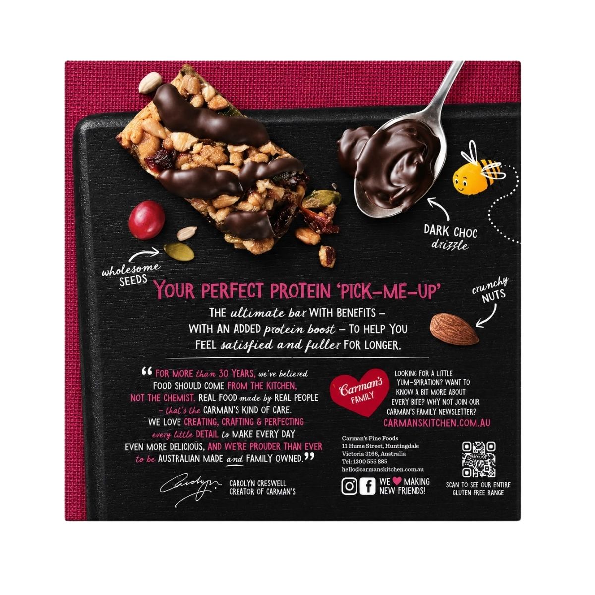 Carman's Protein Bars Dark Choc & Cranberry 5p 200g