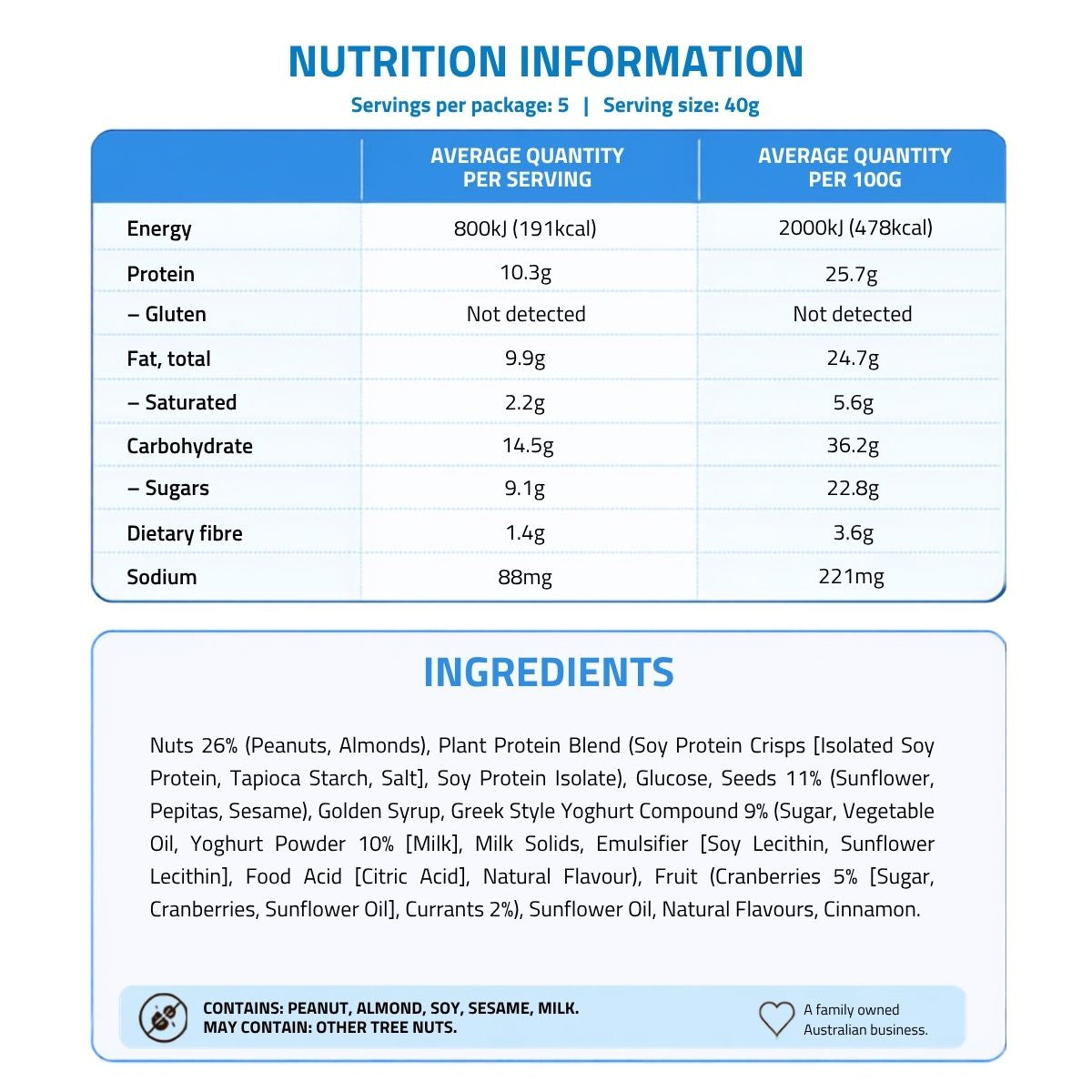Carman's Protein Bars Greek Yoghurt & Berry 5p 200g