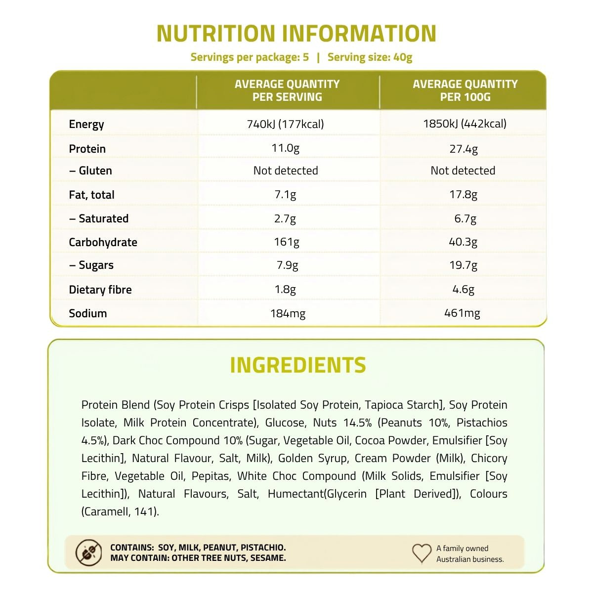 Carman's Protein Bars Pistachio Delight 5p 200g