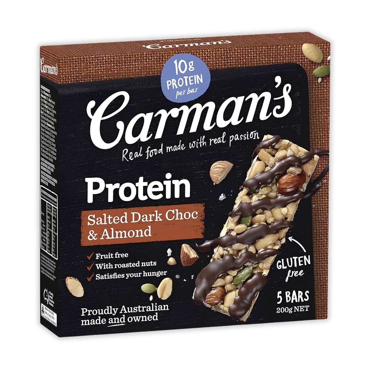 Carman's Protein Bars Salted Dark Choco Almond 5p 200g