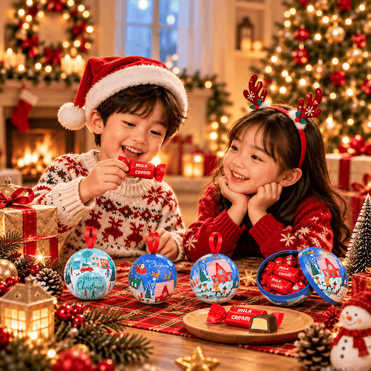 [Pre-Order] Windel Christmas Chocolate Milk Cream Baubles | Festive Milk Chocolate Treats | 32g