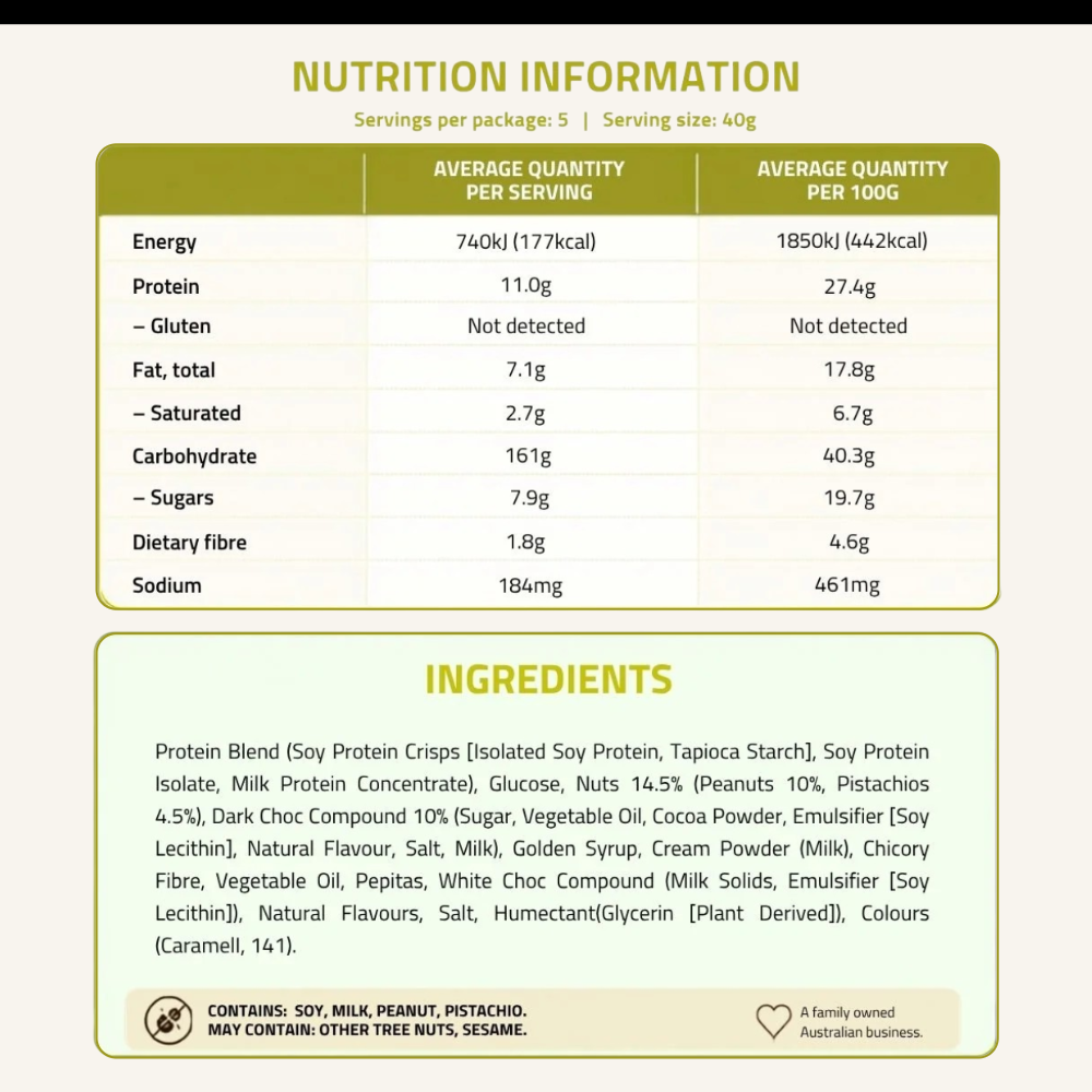 Carman's Protein Bar | Pistachio Delight | 5 Bars