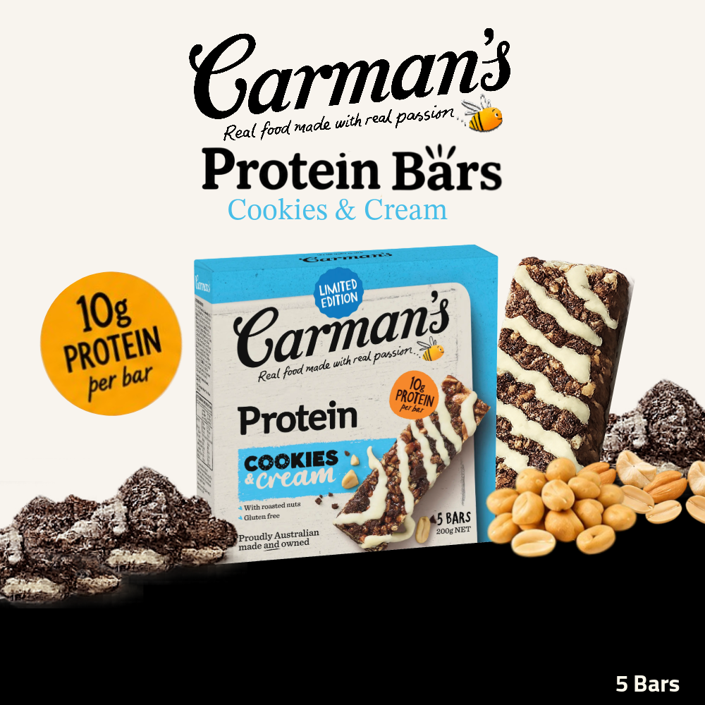 Carman's Protein Bar | Cookies & Cream | 5 Bars