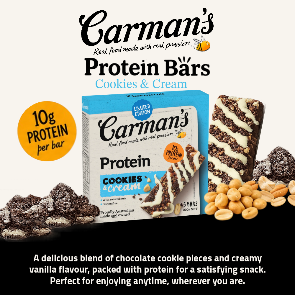 Carman's Protein Bar | Cookies & Cream | 5 Bars