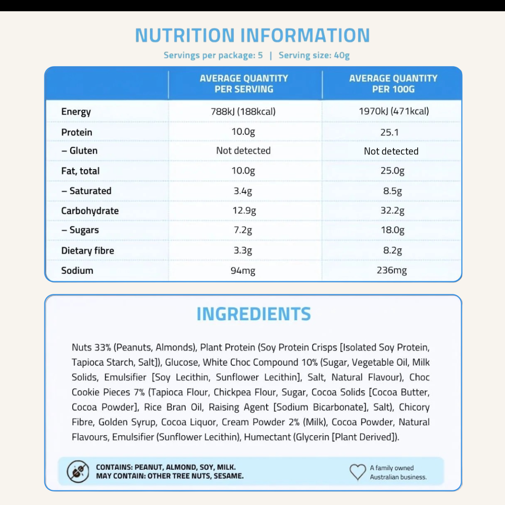 Carman's Protein Bar | Cookies & Cream | 5 Bars