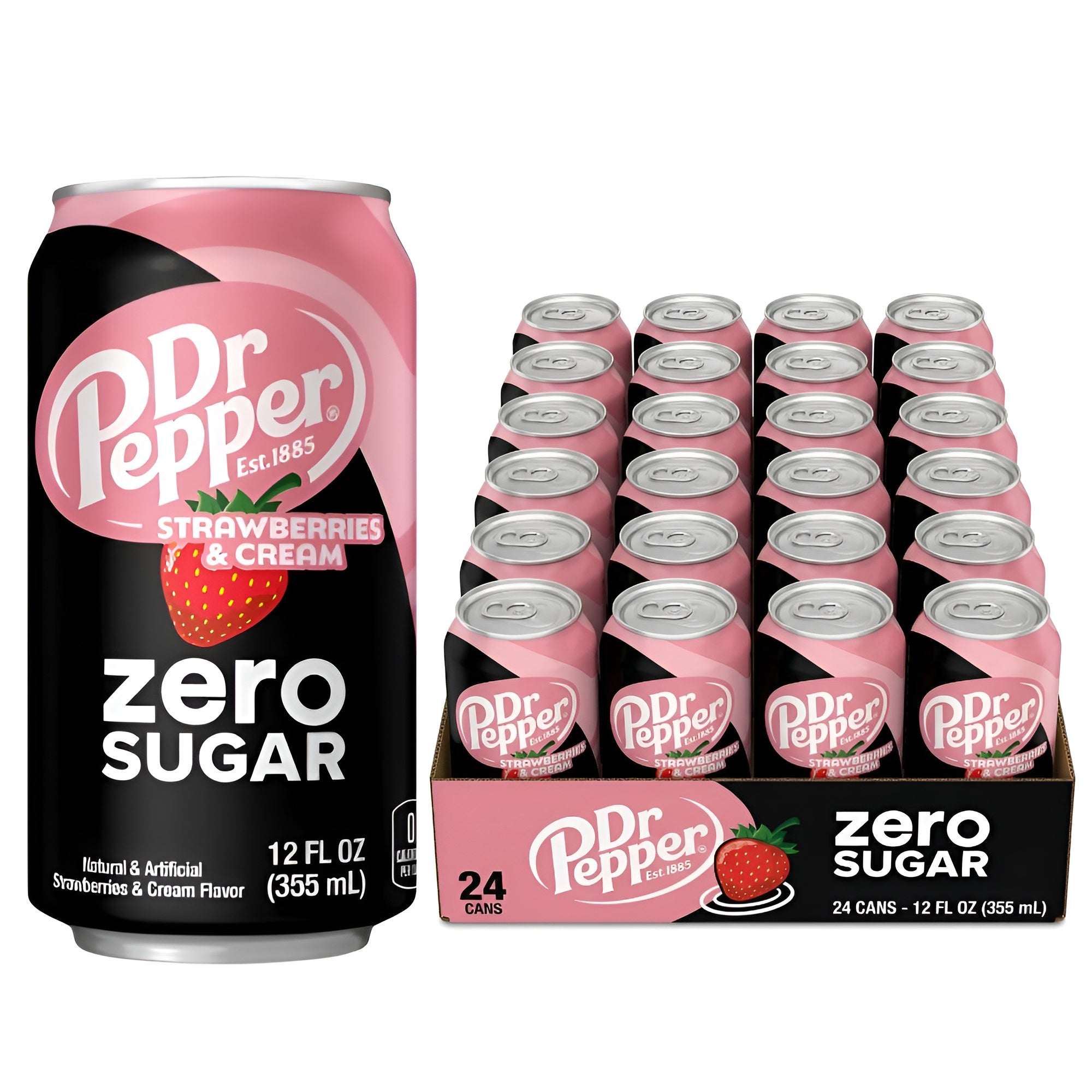 Dr Pepper Strawberries & Cream Zero Soda 24 cans 350ml