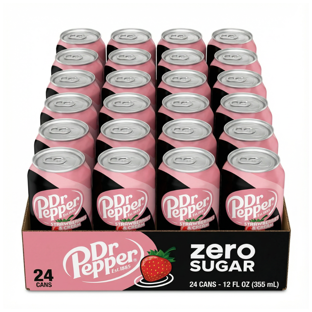 Dr Pepper Strawberries & Cream Zero Soda 24 cans 350ml