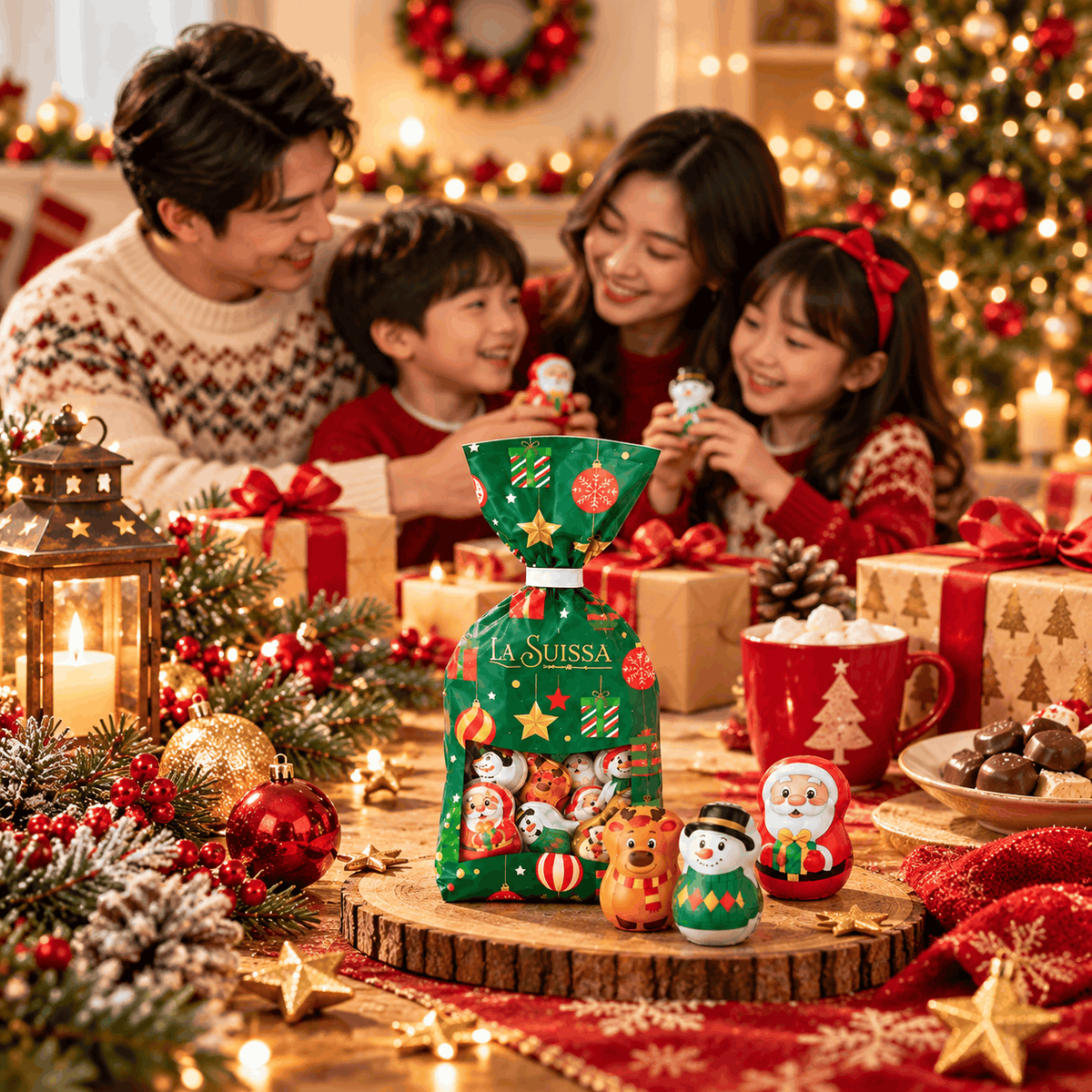 [Pre-Order]  La Suissa Christmas Milk Chocolates with Hazelnut Filling | Premium Italian Christmas Chocolates | 300g