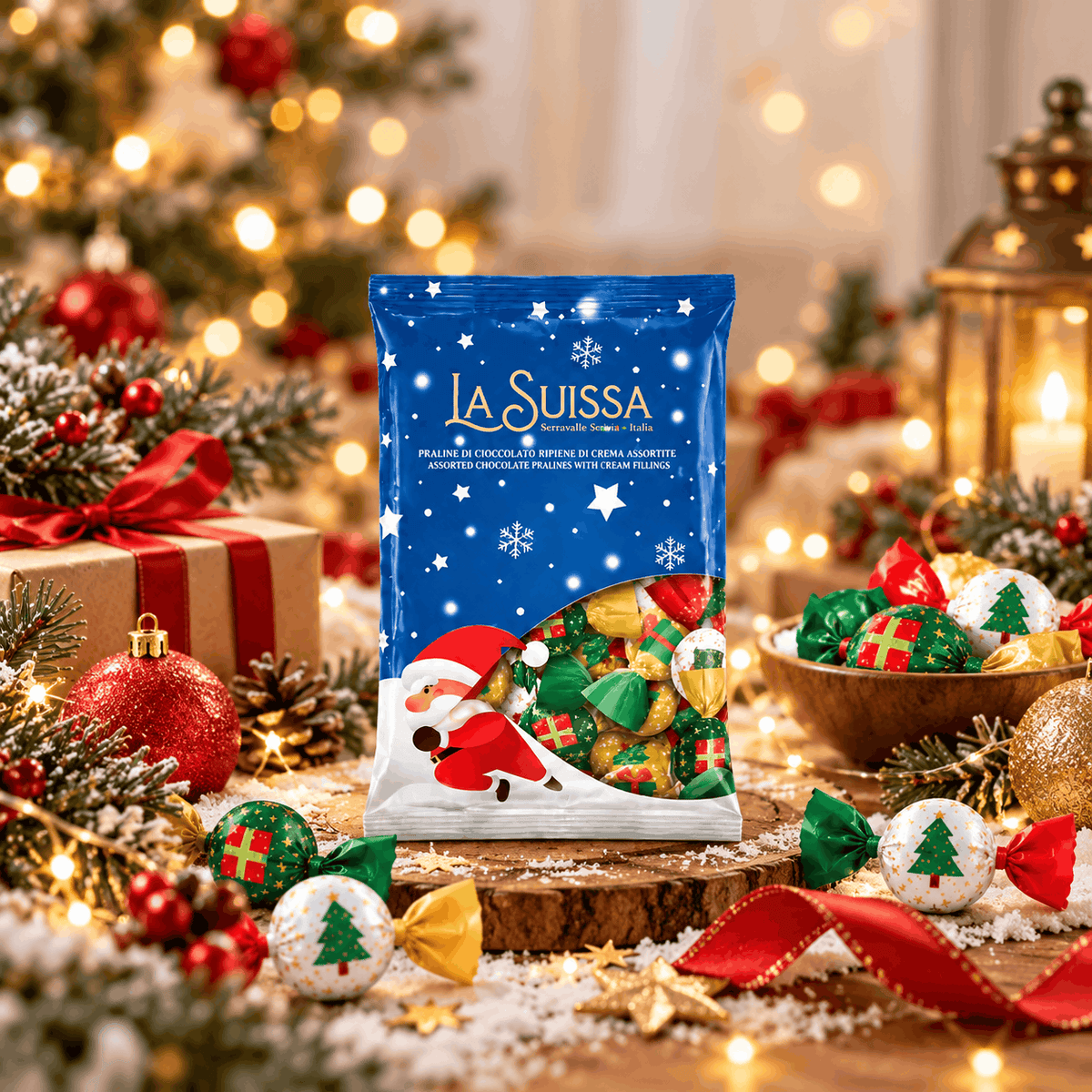 [Pre-Order] La Suissa Santa Claus Christmas Chocolate Gift Bag | Premium Italian Christmas Chocolates | 500g