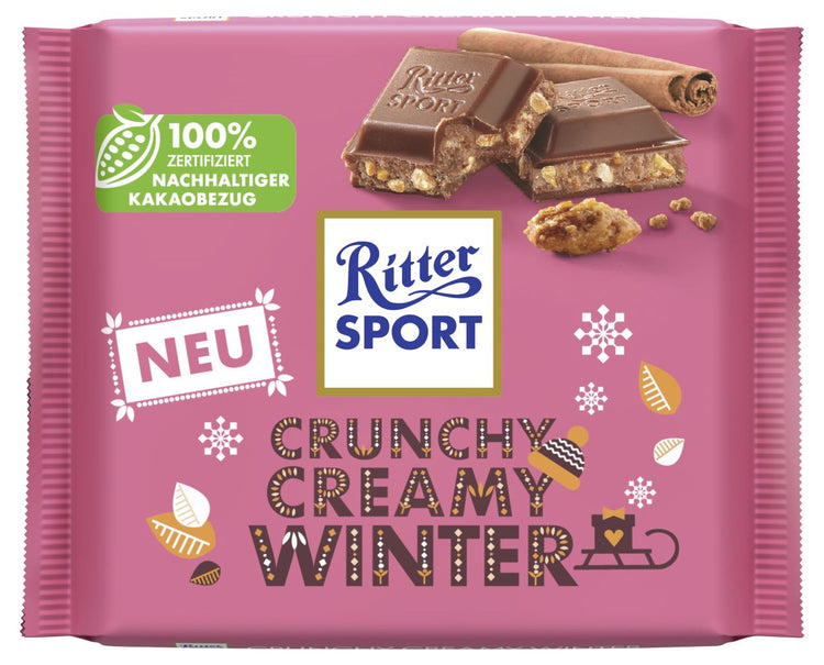 Ritter Sport Caramelised Almond / White Cinnamon Crisp / Crunchy Cream Chocolate Bar 100g Bundle Deals