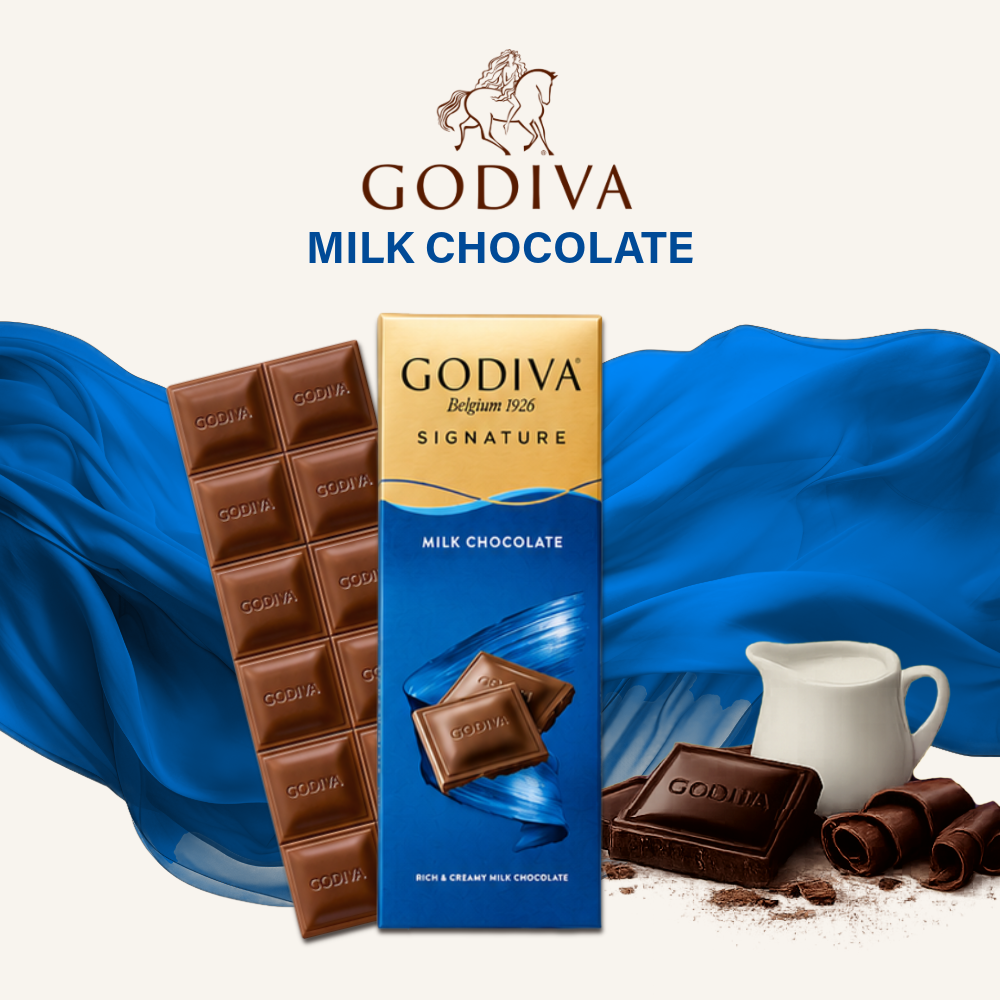 Godiva Signature Chocolate Bar | Milk Chocolate | Halal | 90g