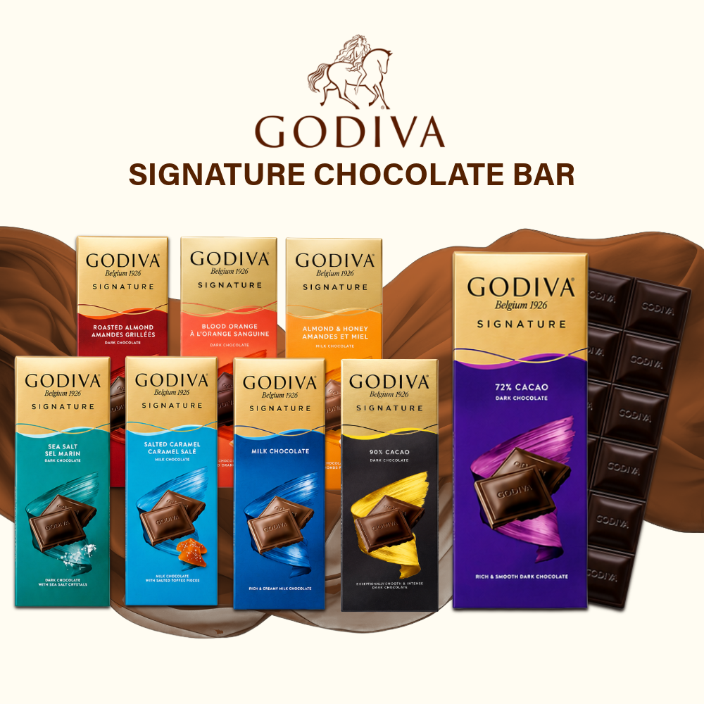 Godiva Signature Chocolate Bar | Assorted Flavours | Halal | 90g
