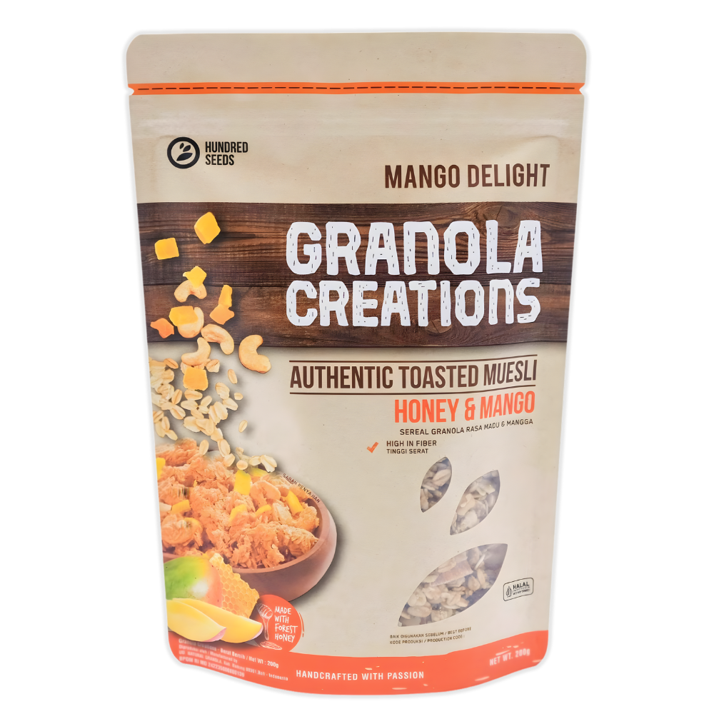 Granola Creations Mango Delight granola package on a white background