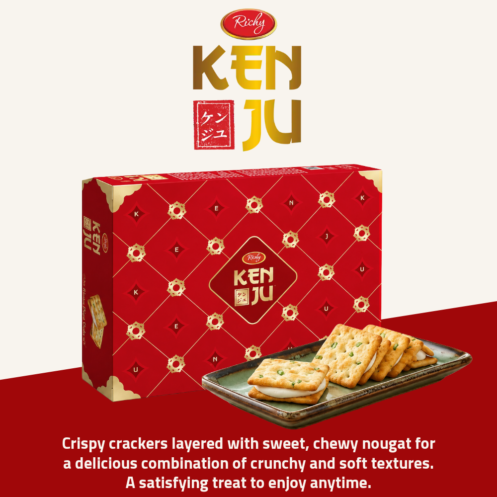 (Exp: 01.09.2026) Richy Kenju Nougat Crackers | Crunchy Nougat Sandwich Crackers | Halal Certified | 325g