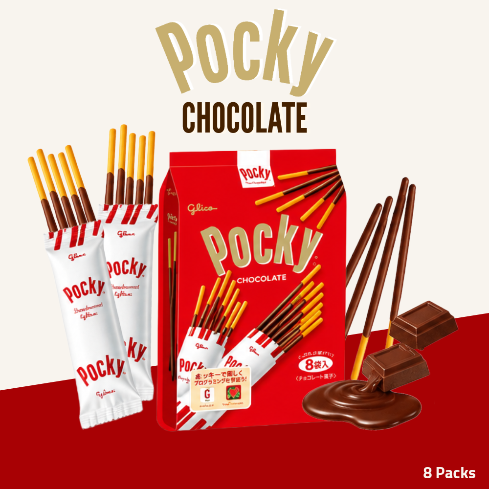 Glico Pocky Biscuit Sticks | Chocolate Flavour | 8 Packs