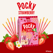 Glico Pocky Biscuit Sticks | Strawberry Flavour | 8 Packs