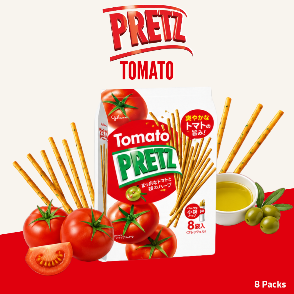 Glico Pretz Biscuit Sticks | Tomato Flavour | 8 Packs