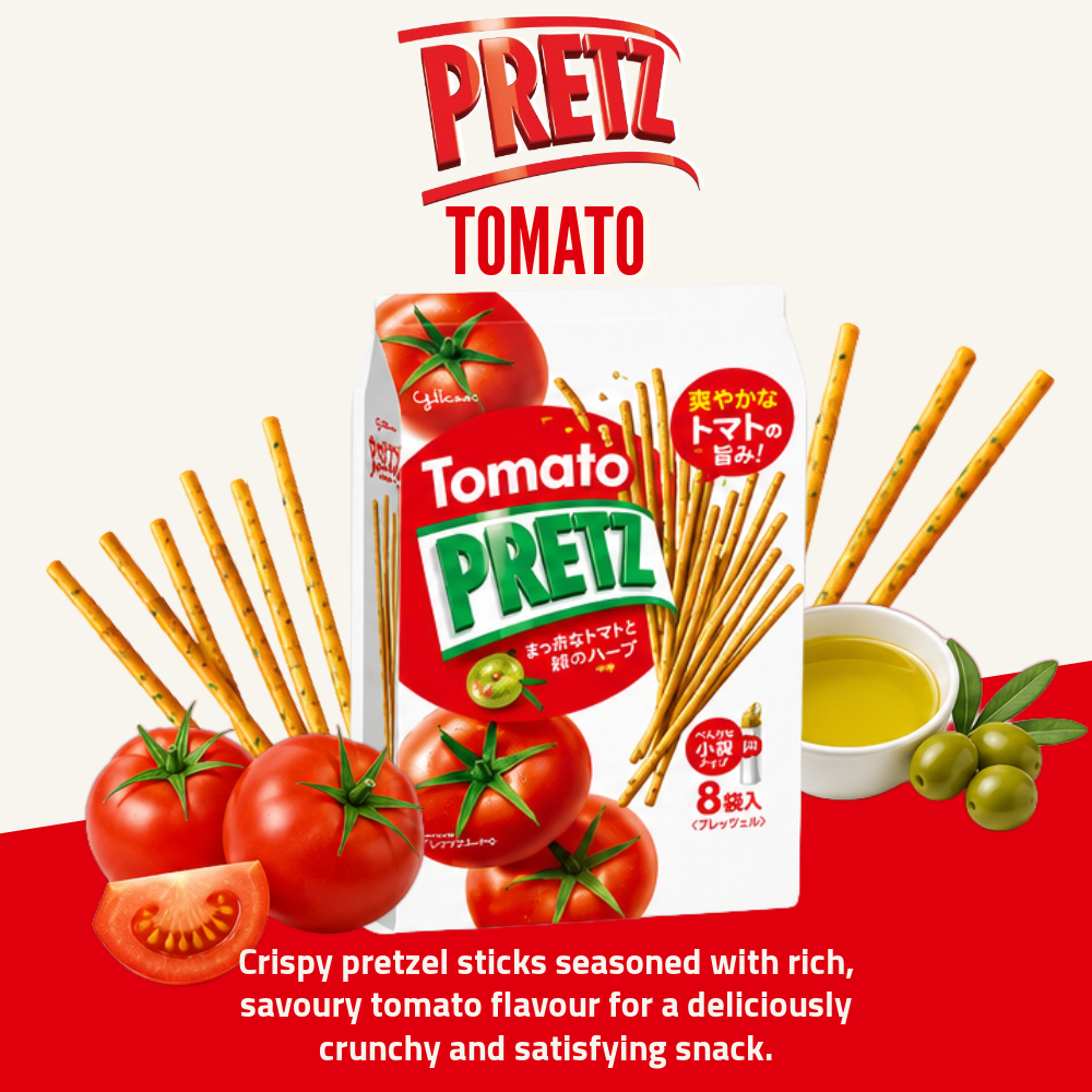 Glico Pretz Biscuit Sticks | Tomato Flavour | 8 Packs