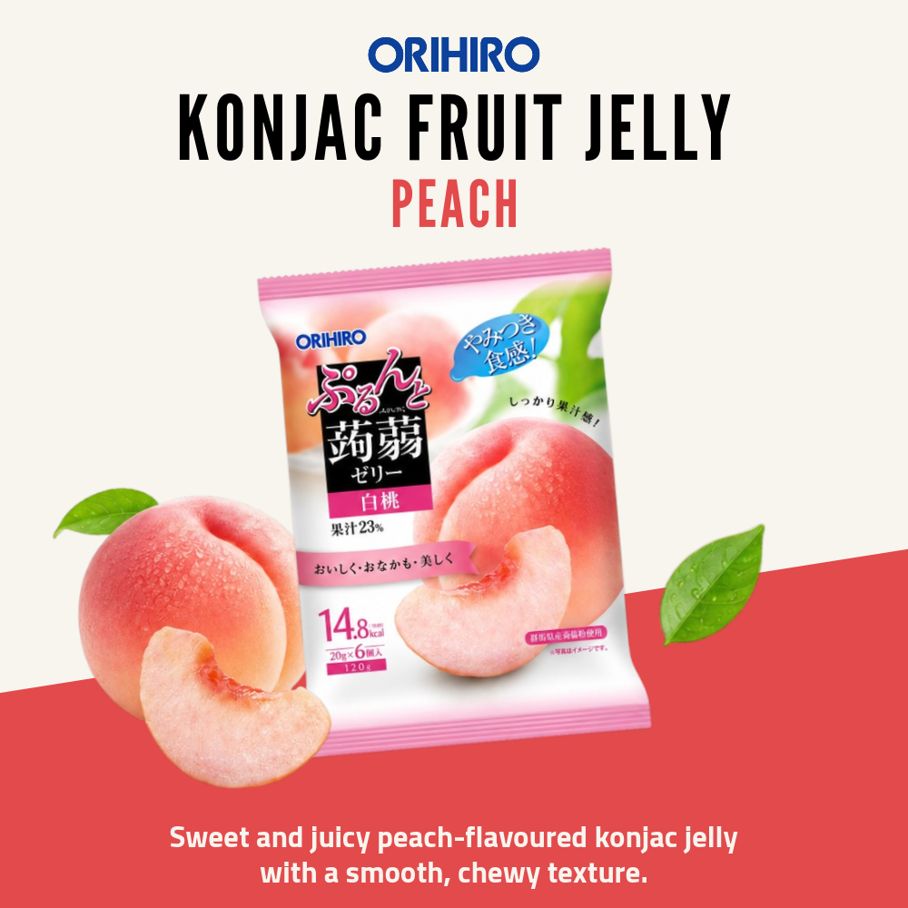 Orihiro Konjac Fruit Jelly Sharing Pack | Peach | 6 Packs