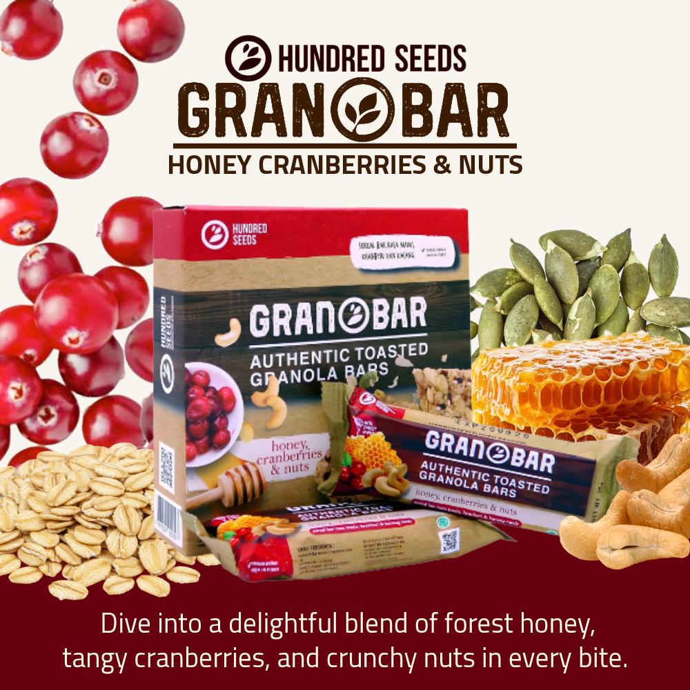Hundred Seeds Granobar | Honey, Cranberries, & Nuts | 5 Granobars